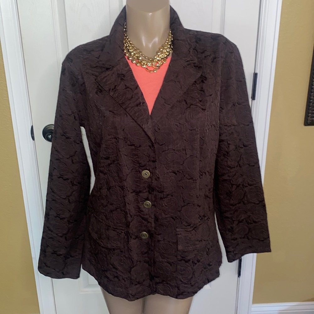 NWT Chicos Brown Blossum Jacket - Chicos 3 (L - 16)
